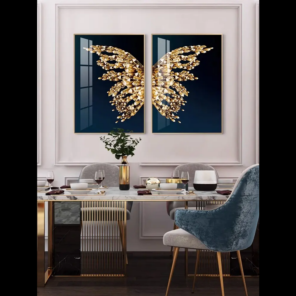Gleaming Butterfly Gem Diptych Framed Wall Art - Art Wall Melbourne