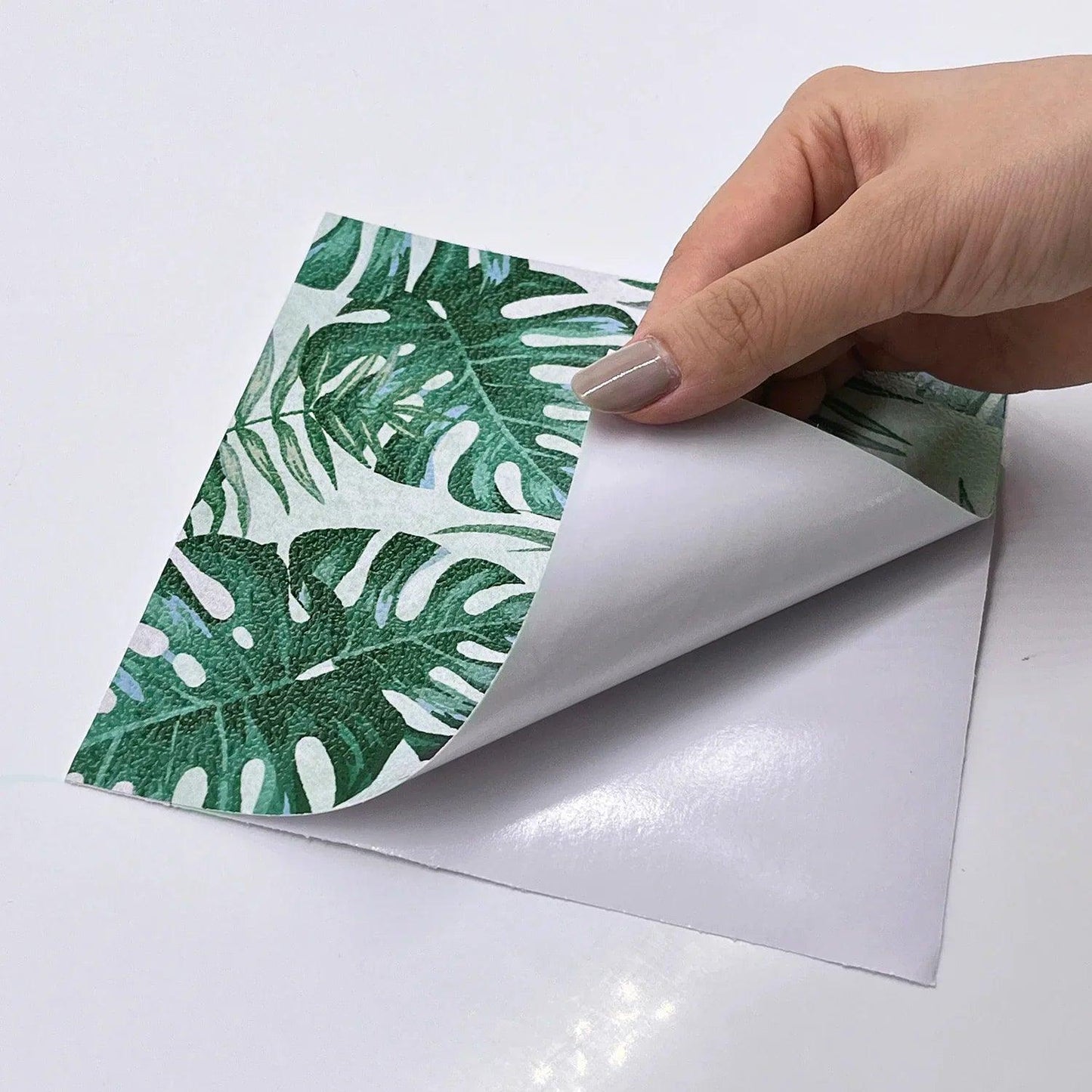 Green Botanical Leaves Self-Adhesive Textured Vinyl Tiles Stickers - artwallmelbourne