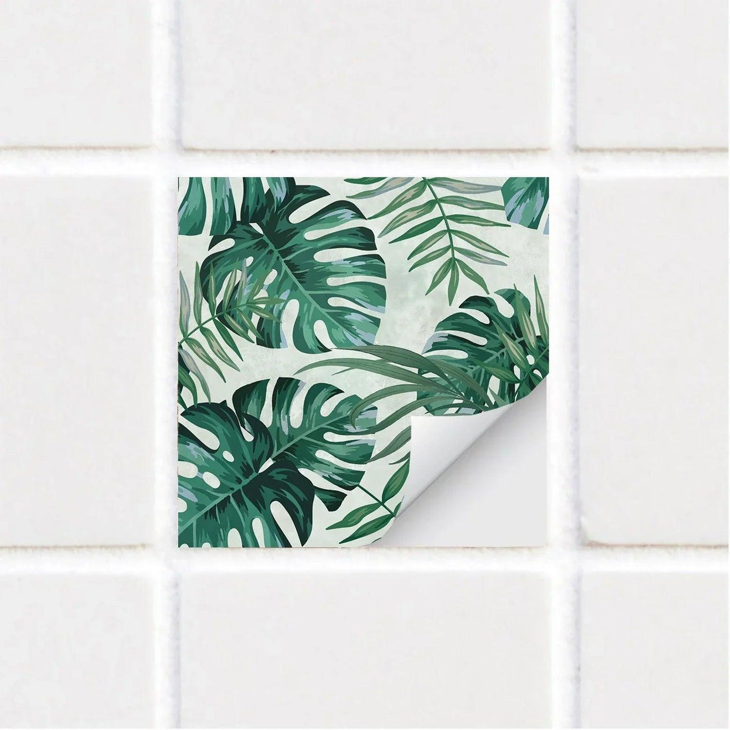 Green Botanical Leaves Self-Adhesive Textured Vinyl Tiles Stickers - artwallmelbourne