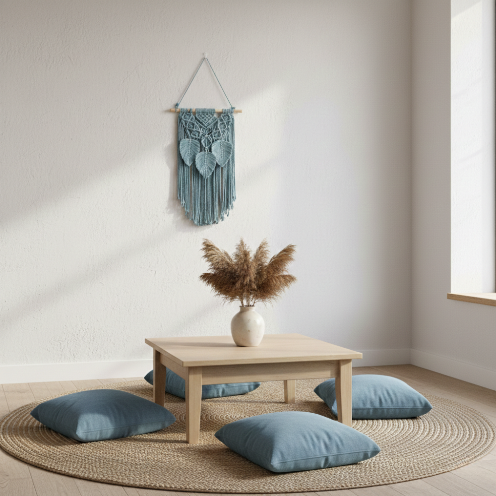 Handmade Blue Macrame with Tassels Wall Hanging - Art Wall Melbourne