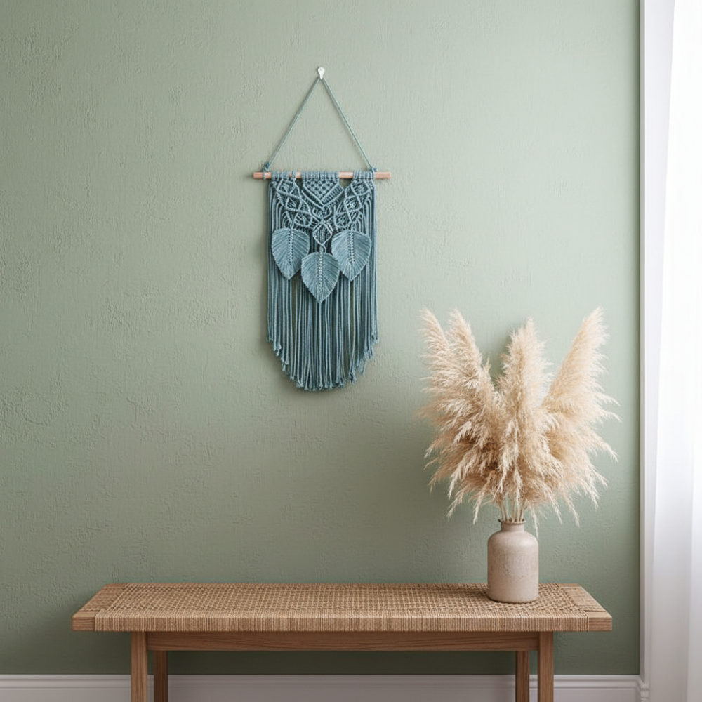 Handmade Blue Macrame with Tassels Wall Hanging - Art Wall Melbourne