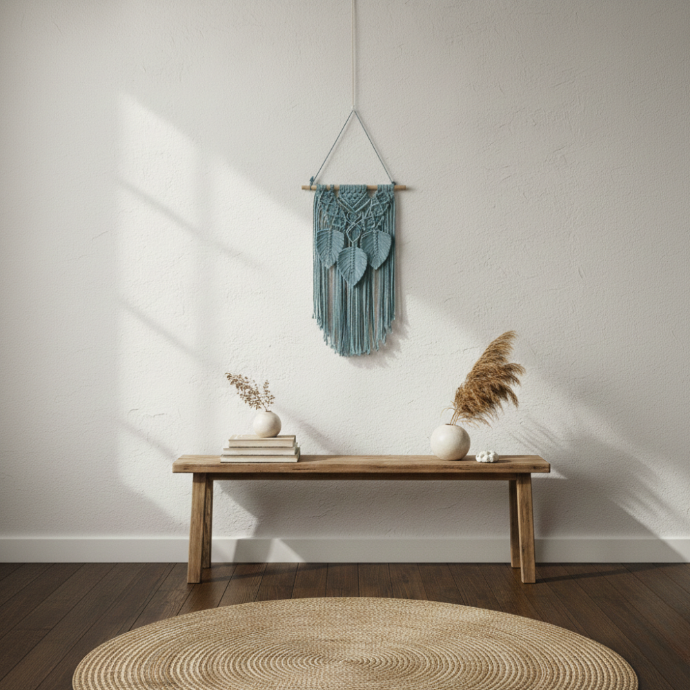 Handmade Blue Macrame with Tassels Wall Hanging - Art Wall Melbourne