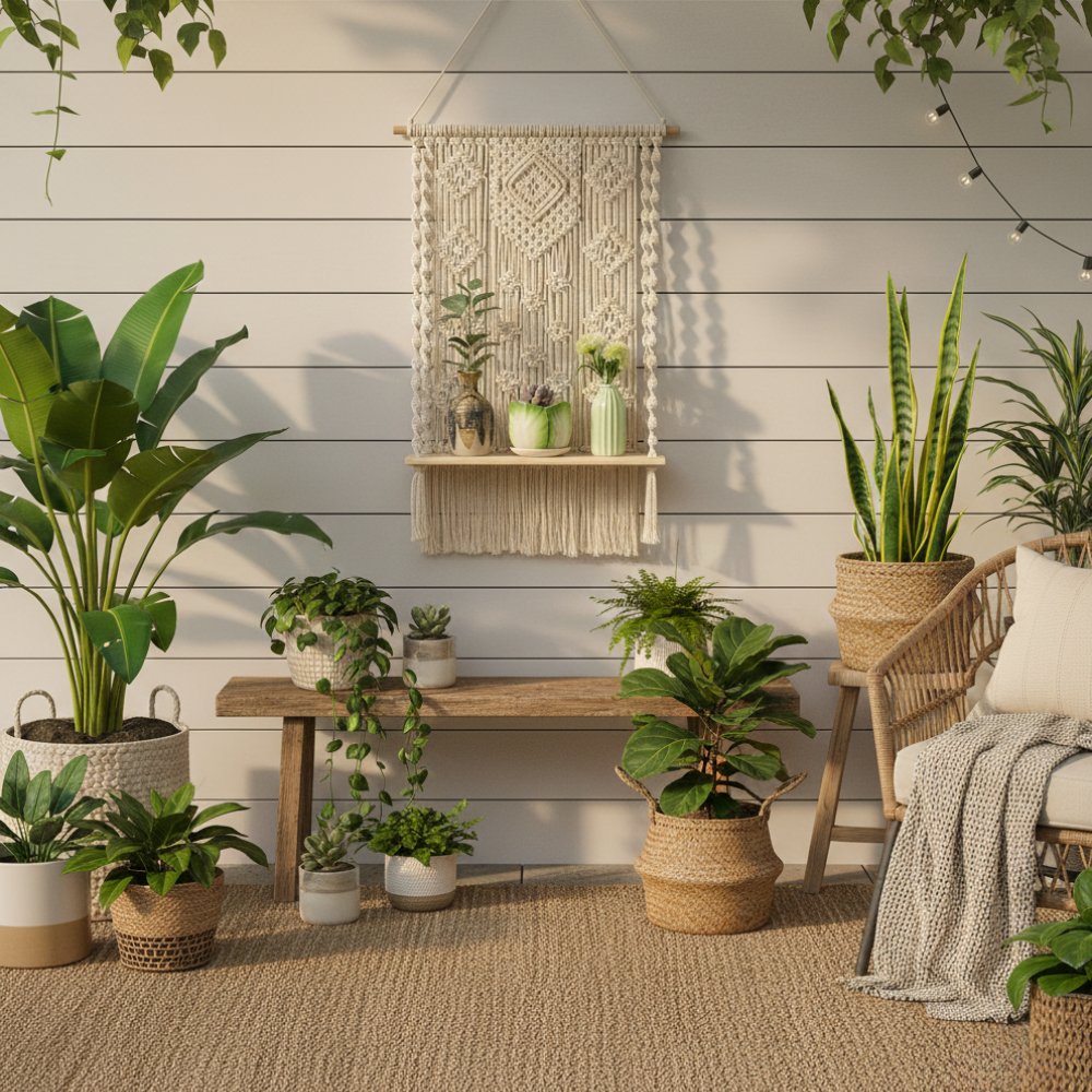 Handmade Macrame Wooden Floating Shelf Wall Hanging Planter - Art Wall Melbourne