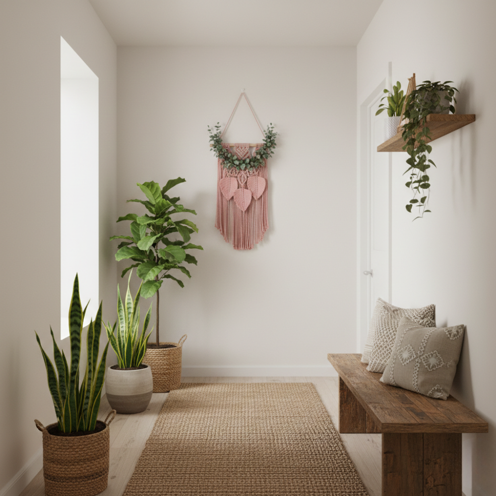 Handmade Pink Macrame with Tassels Wall Hanging - Art Wall Melbourne