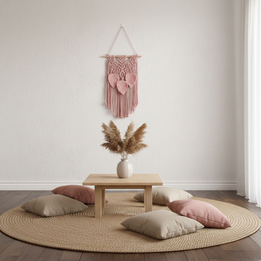 Handmade Pink Macrame with Tassels Wall Hanging - Art Wall Melbourne