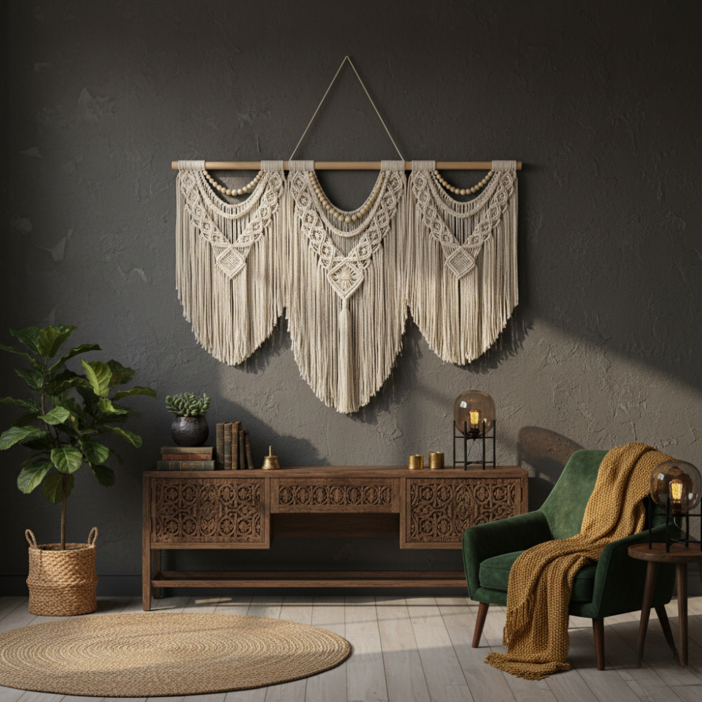 Handwoven Extra Large Cotton Macrame Wall Hanging - Art Wall Melbourne