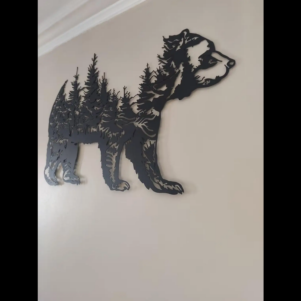 Majestic Bear with Forest Metal Wall Art - Art Wall Melbourne