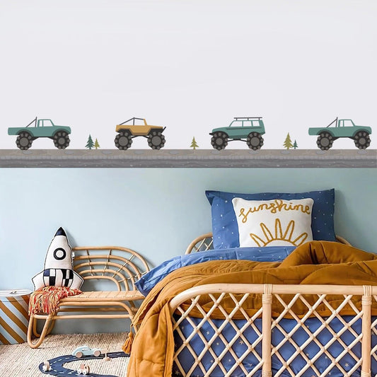 Monster Trucks and Road Nursery Wall Stickers - artwallmelbourne