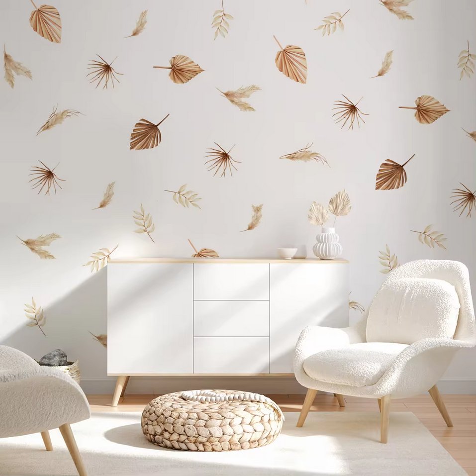 NatureWhisper Watercolour Boho Leaves Wall Decals - Fansee Australia