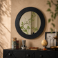 Obsidian Halo Round Wall Mirror – Contemporary Sculpted Statement Mirror