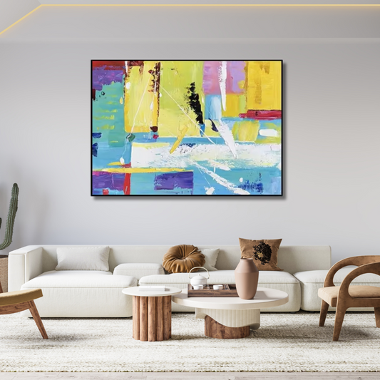 Painted Rhythm – Bold Geometric Abstract Oil Painting Artwork - Art Wall Melbourne