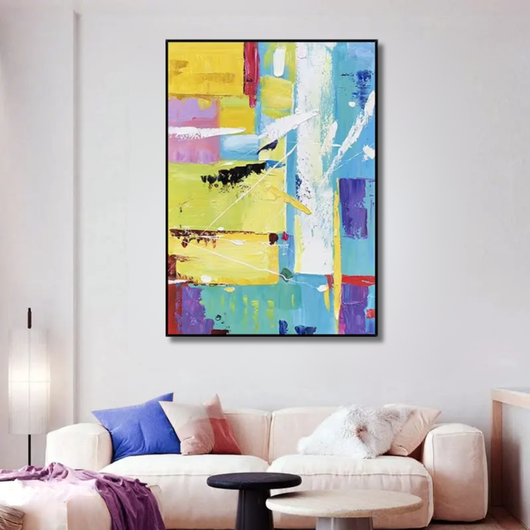 Painted Rhythm – Bold Geometric Abstract Oil Painting Artwork - Art Wall Melbourne