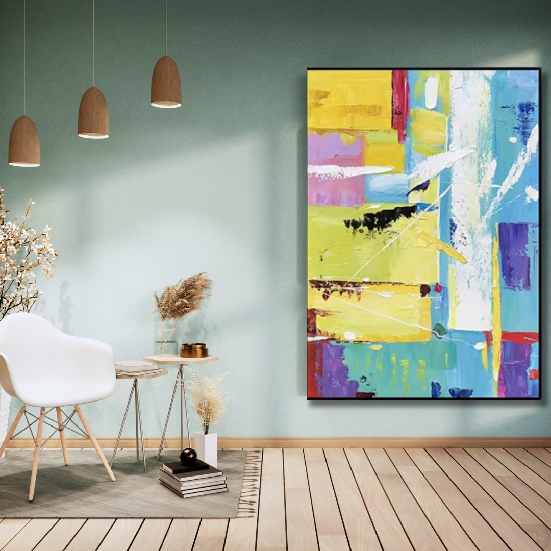 Painted Rhythm – Bold Geometric Abstract Oil Painting Artwork - Art Wall Melbourne