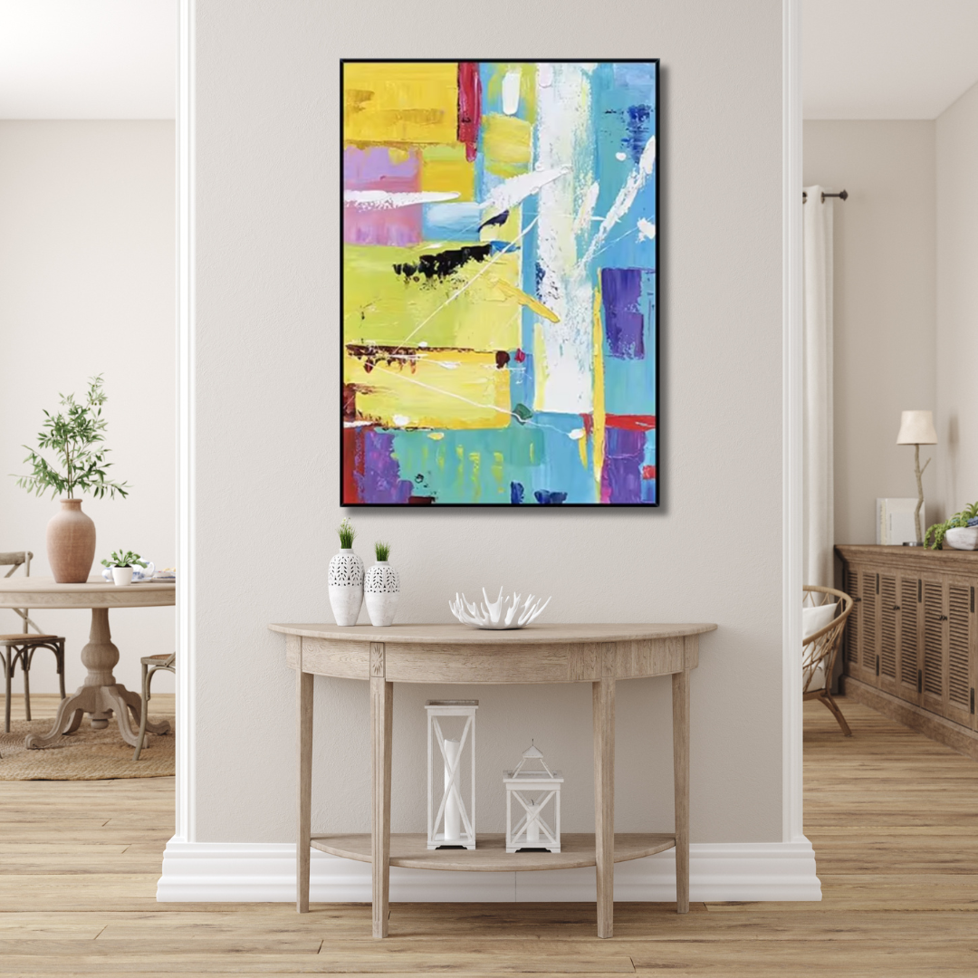 Painted Rhythm – Bold Geometric Abstract Oil Painting Artwork - Art Wall Melbourne