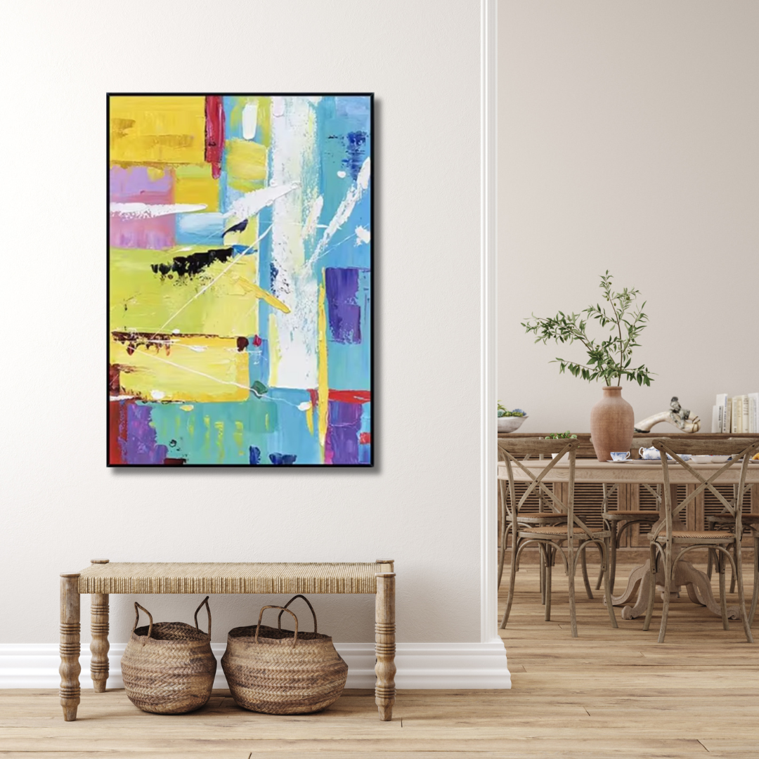 Painted Rhythm – Bold Geometric Abstract Oil Painting Artwork - Art Wall Melbourne