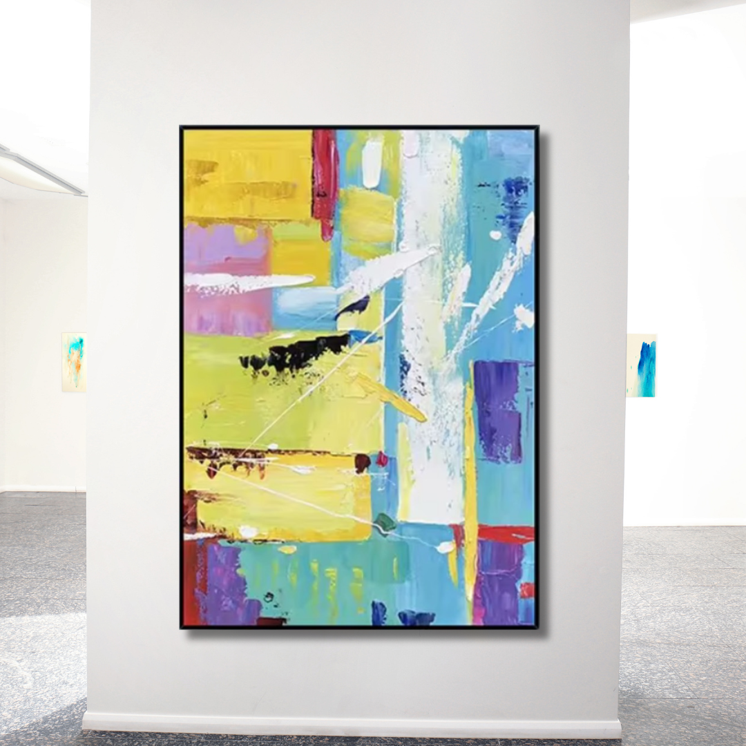 Painted Rhythm – Bold Geometric Abstract Oil Painting Artwork - Art Wall Melbourne