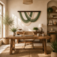 Sage Arc Fibre Wall Art – Oversized Handwoven Macramé Statement Hanging (100cm x 70cm)