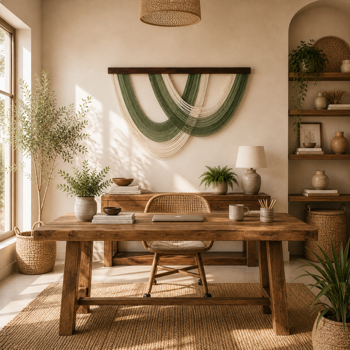 Sage Arc Fibre Wall Art – Oversized Handwoven Macramé Statement Hanging (100cm x 70cm)