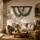 Sage Arc Fibre Wall Art – Oversized Handwoven Macramé Statement Hanging (100cm x 70cm)