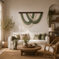 Sage Arc Fibre Wall Art – Oversized Handwoven Macramé Statement Hanging (100cm x 70cm)