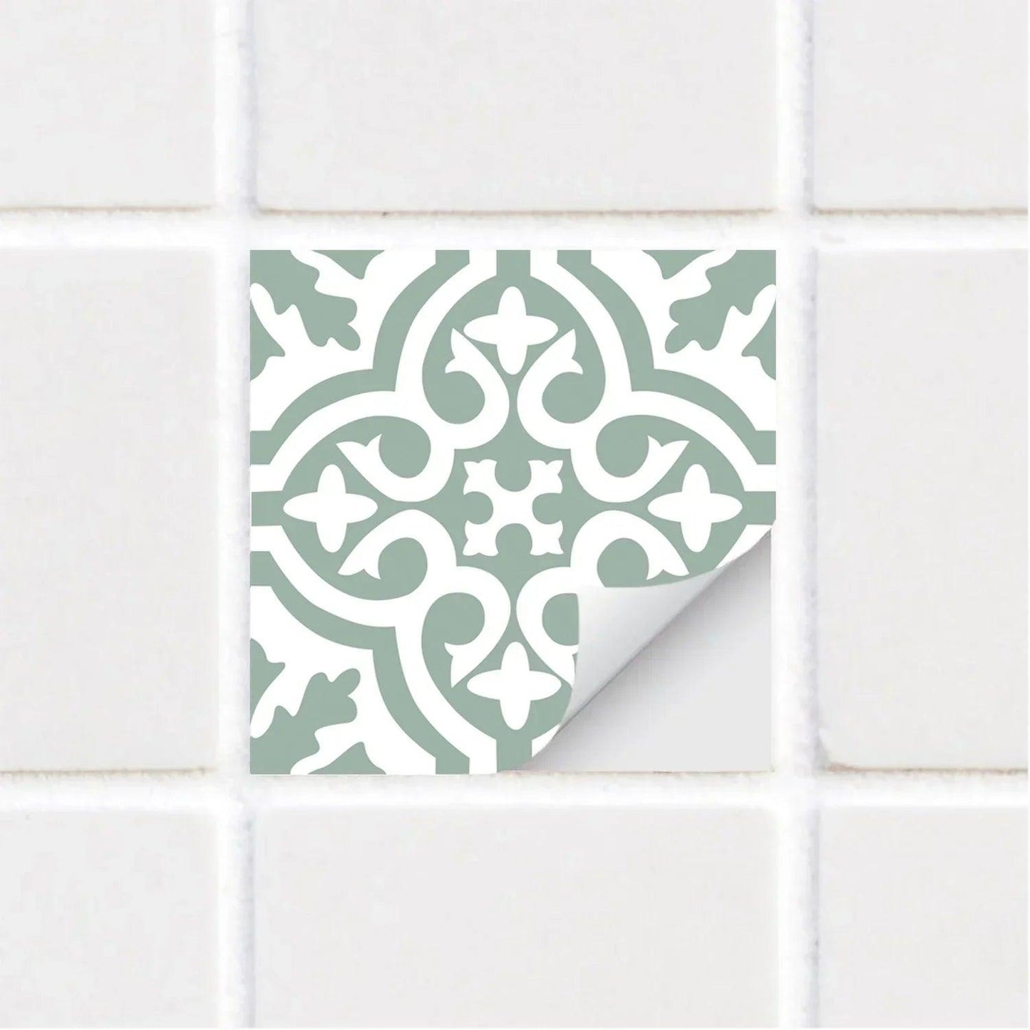 Sage Vintage Style Self-Adhesive Textured Vinyl Tiles Decals - artwallmelbourne