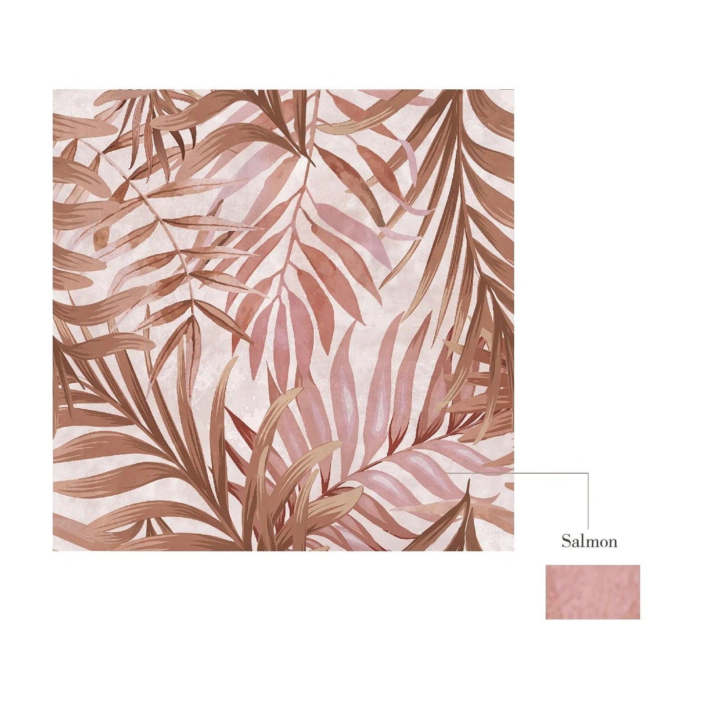 Salmon Botanical Leaves Self-Adhesive Textured Vinyl Tiles Stickers - artwallmelbourne