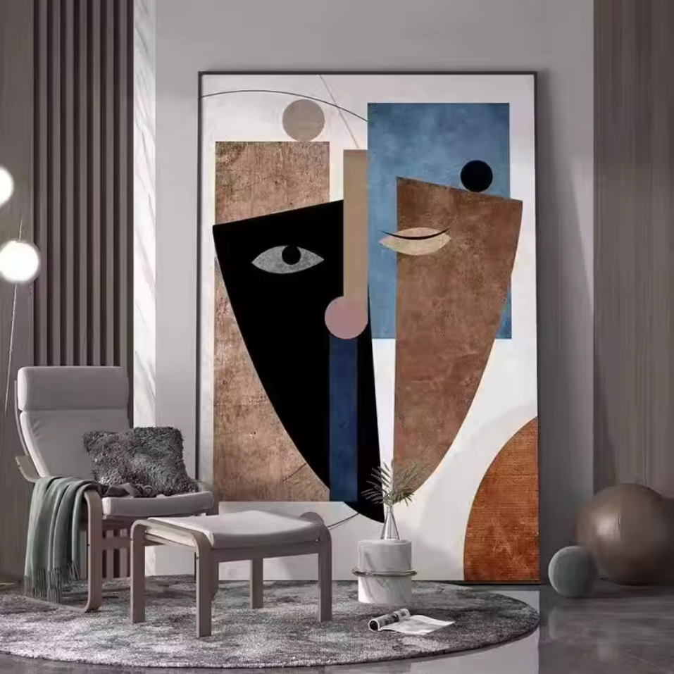 Silent Dialogue: Minimalist Abstract Portrait Painting - Art Wall Melbourne