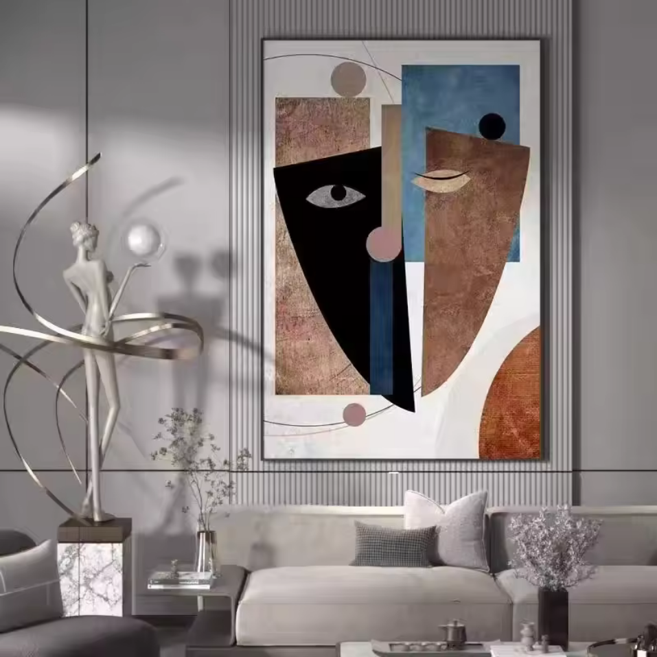 Silent Dialogue: Minimalist Abstract Portrait Painting - Art Wall Melbourne