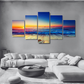 Sunset Serenity – 5-Piece Ocean Horizon Framed Canvas Wall Art Set - Art Wall Melbourne