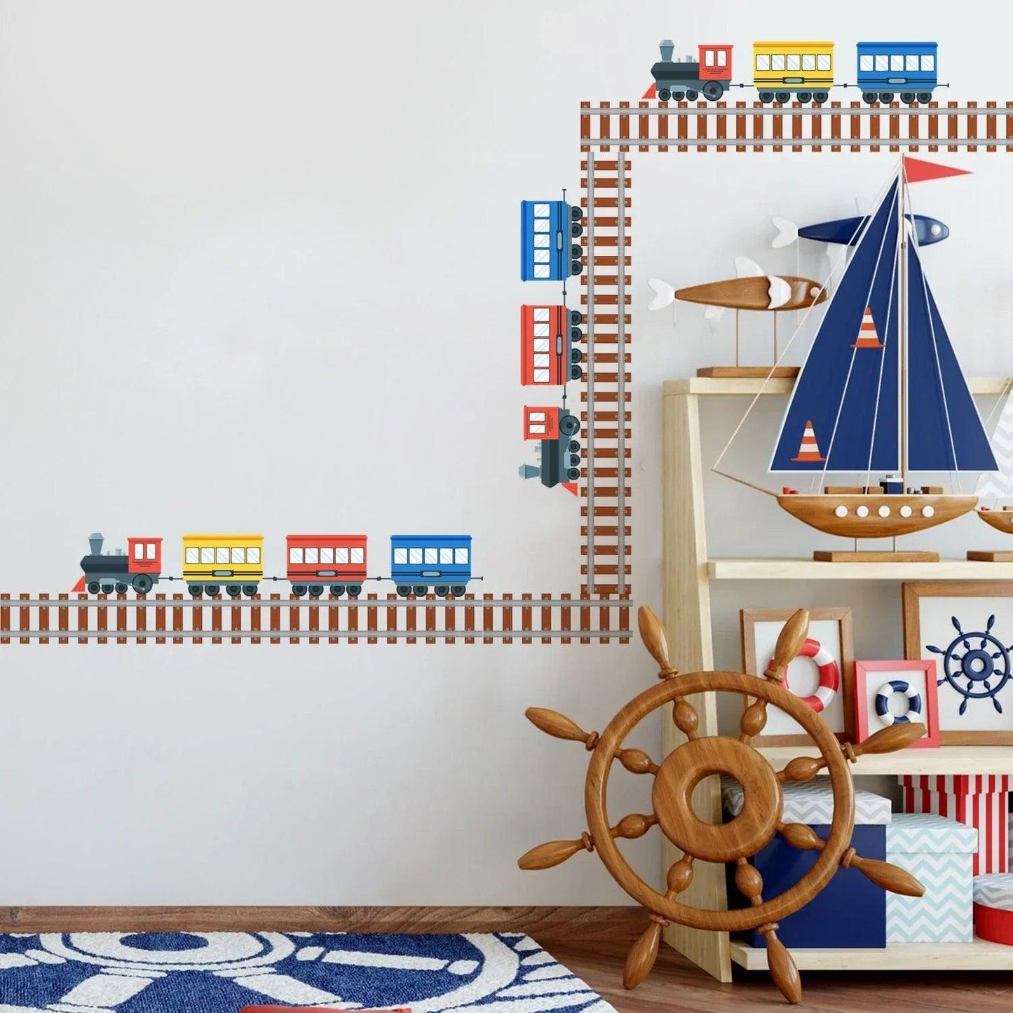 Train Tracks Self-Adhesive Kid's Room Wall Stickers - artwallmelbourne