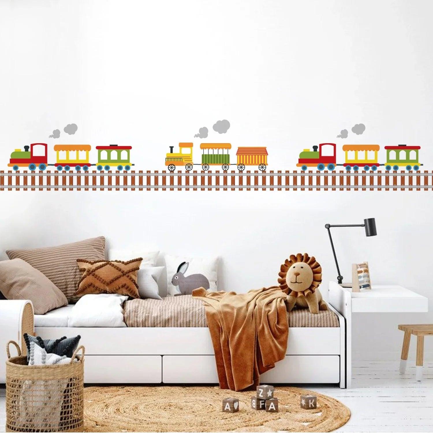 Train Tracks Self-Adhesive Kid's Room Wall Stickers - artwallmelbourne