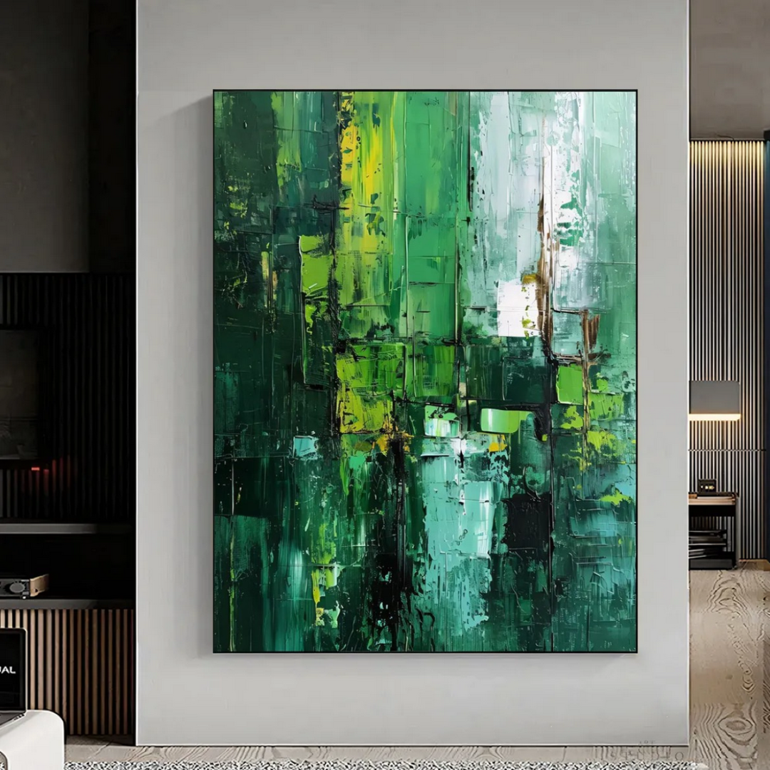Urban Canopy – Oversized Green Oil Painting on Canvas - Art Wall Melbourne
