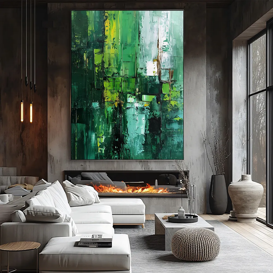 Urban Canopy – Oversized Green Oil Painting on Canvas - Art Wall Melbourne