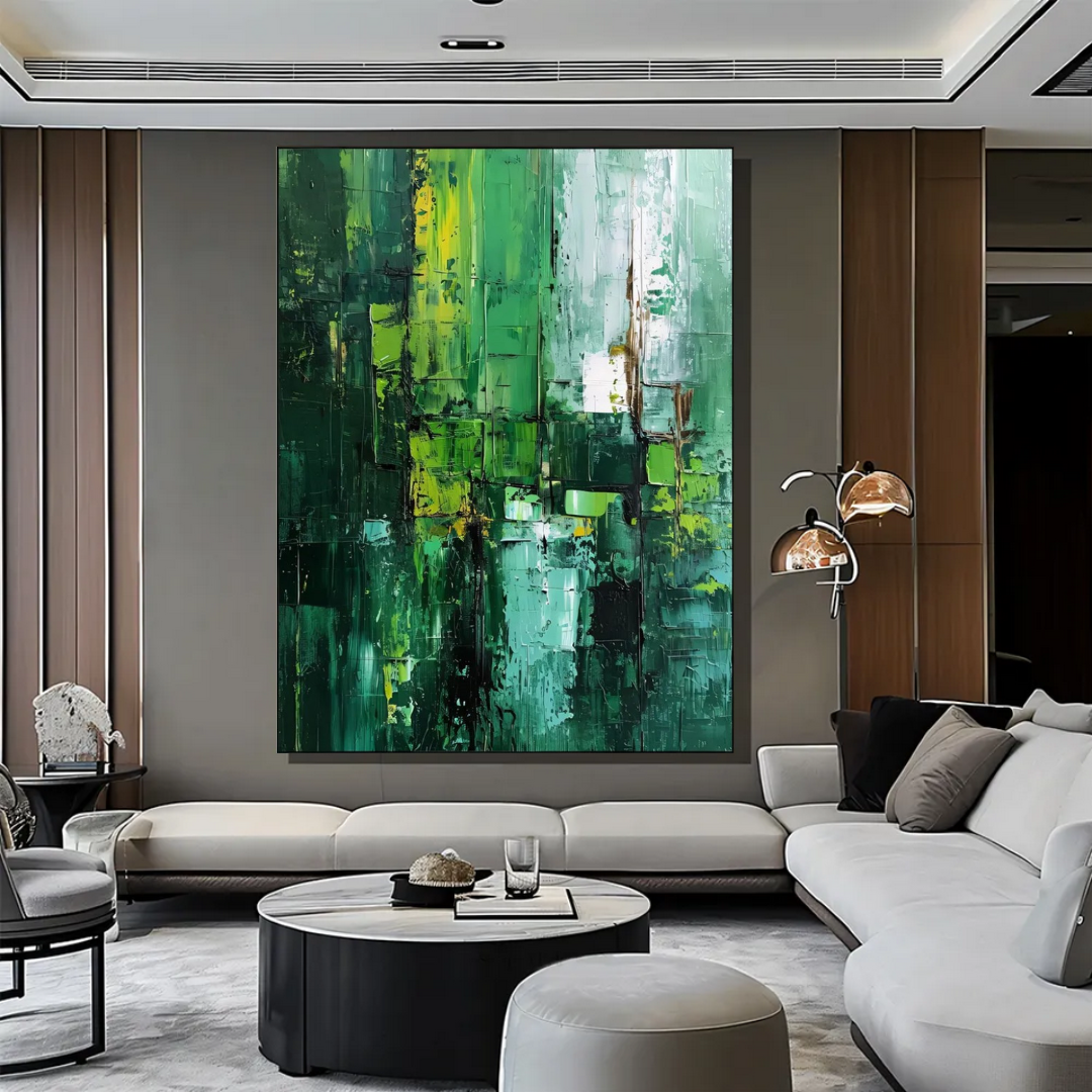 Urban Canopy – Oversized Green Oil Painting on Canvas - Art Wall Melbourne