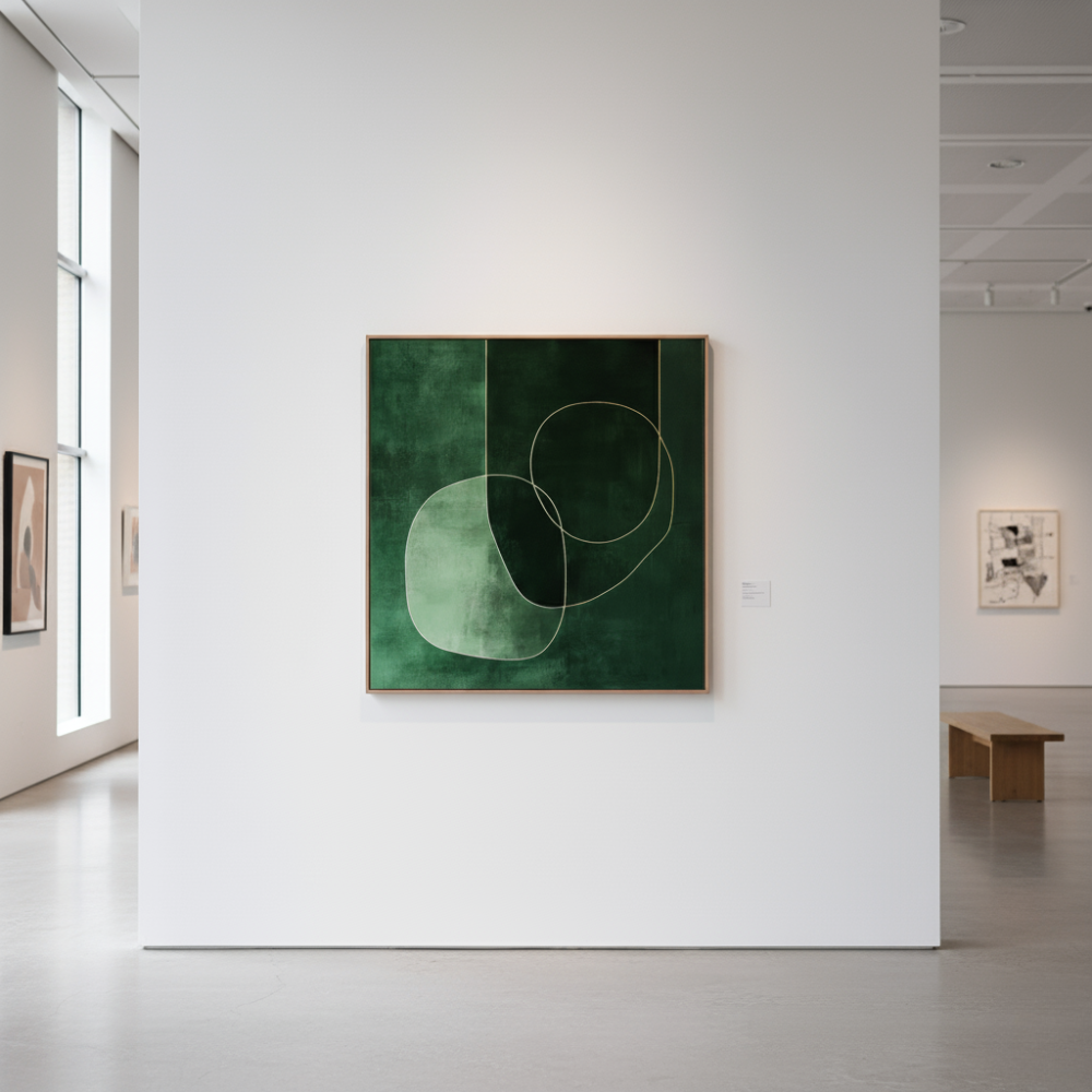 Verdant Geometry – Minimalist Green Wall Art Print (100x100cm) - Art Wall Melbourne