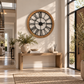 Verona Oversized Roman Wall Clock – Natural Rattan & Black Iron Wall Art Clock 76.5cm