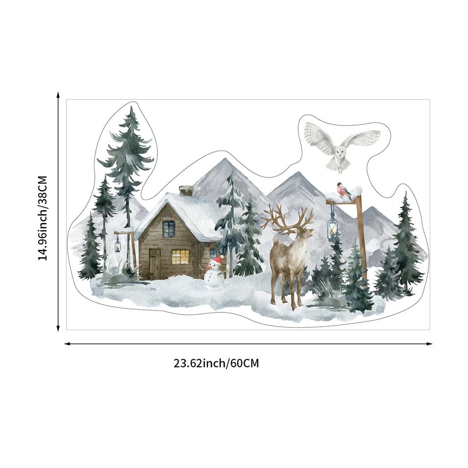 Winter Village Reindeer Stained Window Cling Christmas Decor - Fansee Australia