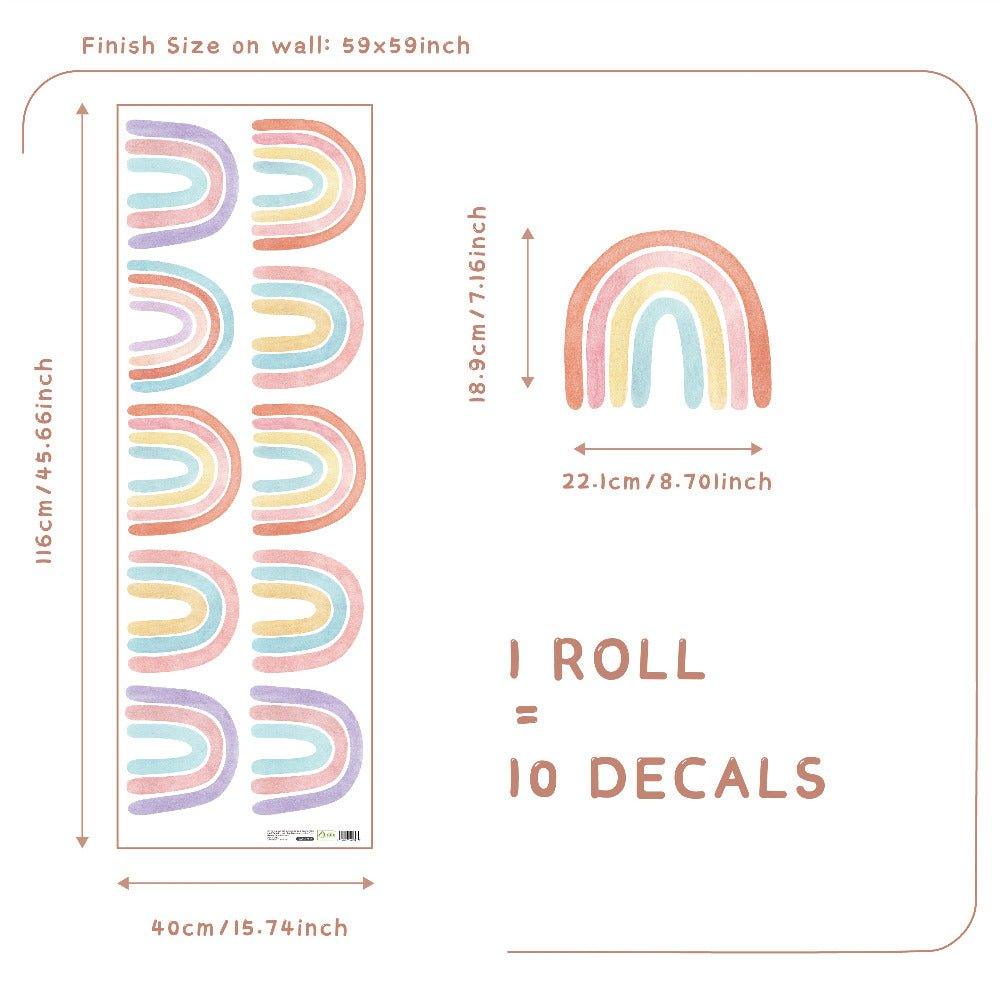 10 Pcs Watercolour Rainbow Wall Stickers - Fansee Australia