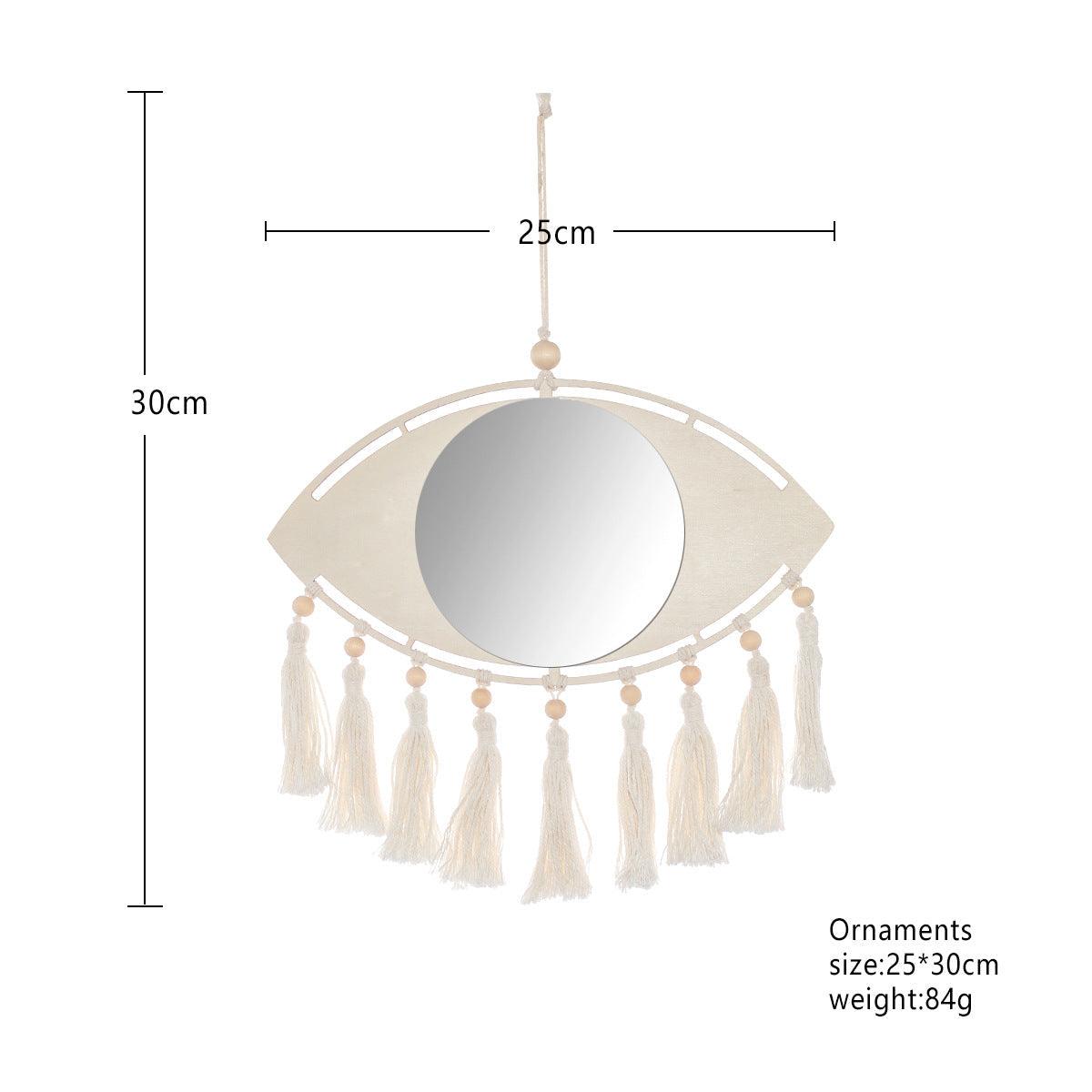 2 Pcs Set - Rustic Wood Evil Eye Wall Mirrors - artwallmelbourne