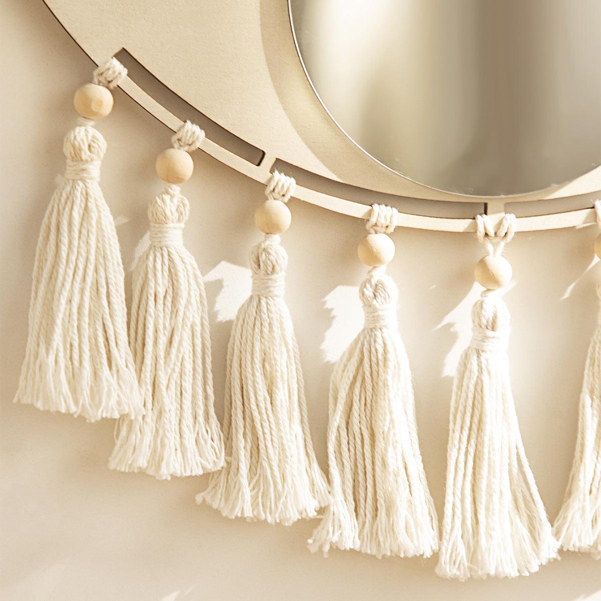 2 Pcs Set - Rustic Wood Evil Eye Wall Mirrors - artwallmelbourne