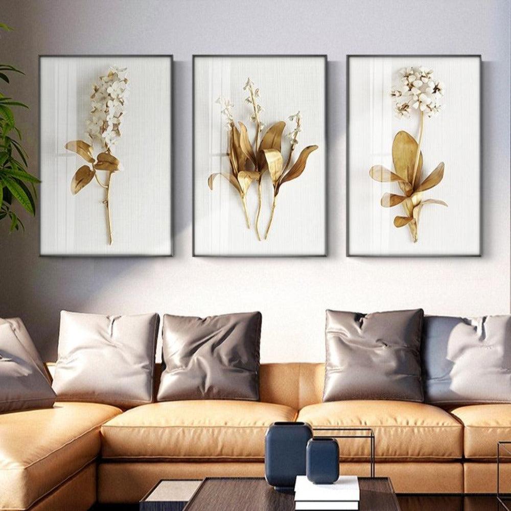 Golden flowers Wall art Prints - Fansee Australia