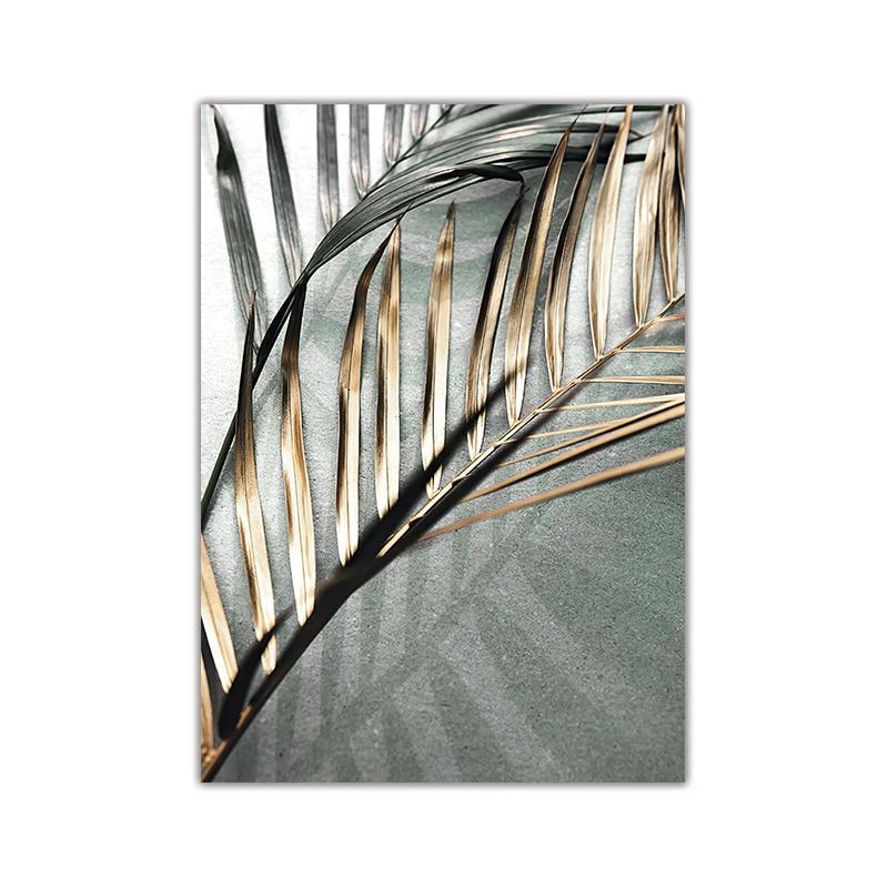 Golden Palm Leaf Plant Canvas Painting Botanical Nordic Wall Art Poster Print Scandinavian Decoration Picture Artwork Home Decor - Fansee Australia