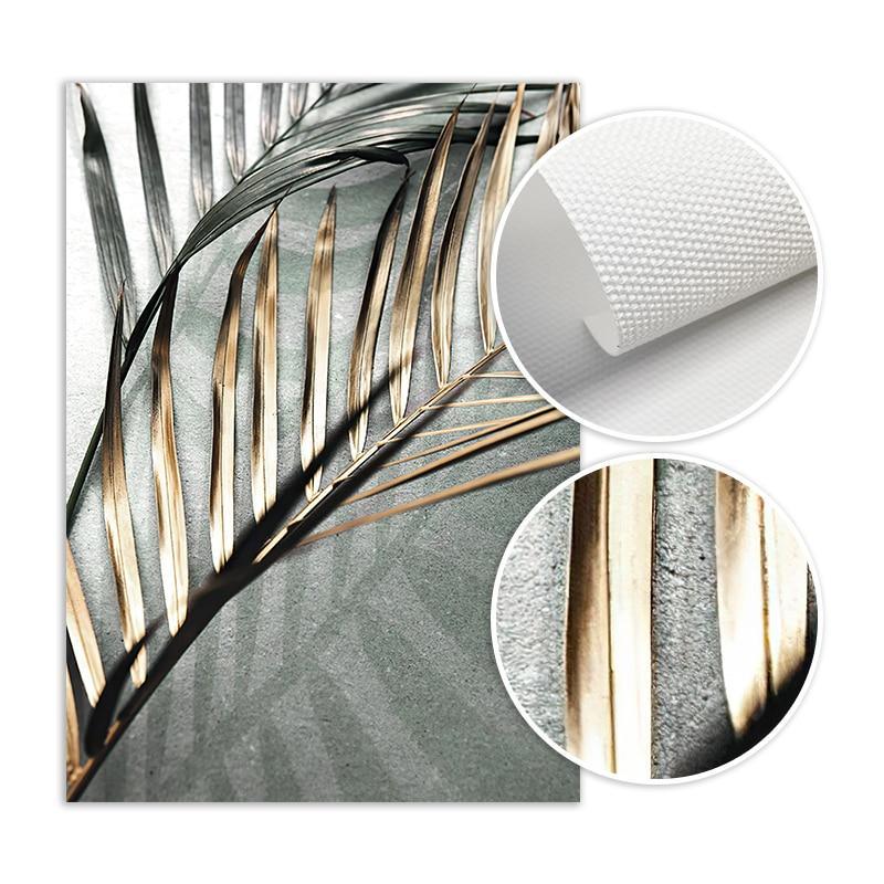 Golden Palm Leaf Plant Canvas Painting Botanical Nordic Wall Art Poster Print Scandinavian Decoration Picture Artwork Home Decor - Fansee Australia