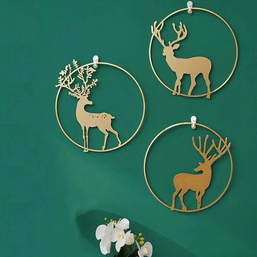 3 Pcs Set Curated Metal Deer Wall Hanging Wall Arts - Fansee Australia