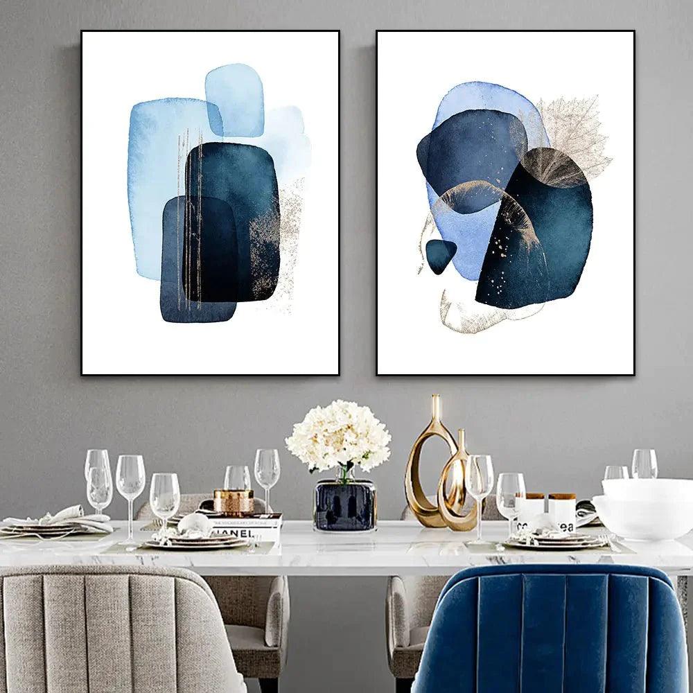 3 Piece Gorgeous Blue Abstract Framed Canvas Wall Art - Fansee Australia