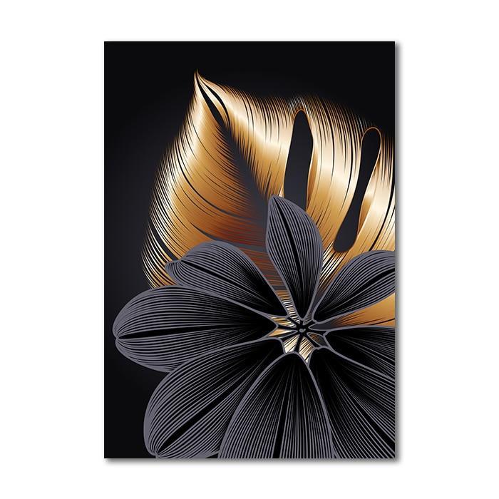 Black Golden Plant Leaf Canvas Poster Print Modern Home Decor Abstract Wall Art Painting Nordic Living Room Decoration Picture - Fansee Australia