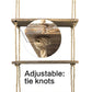 3 Tiers Rustic Wood Jute Rope Wall Hanging Floating Shelf - Fansee Australia