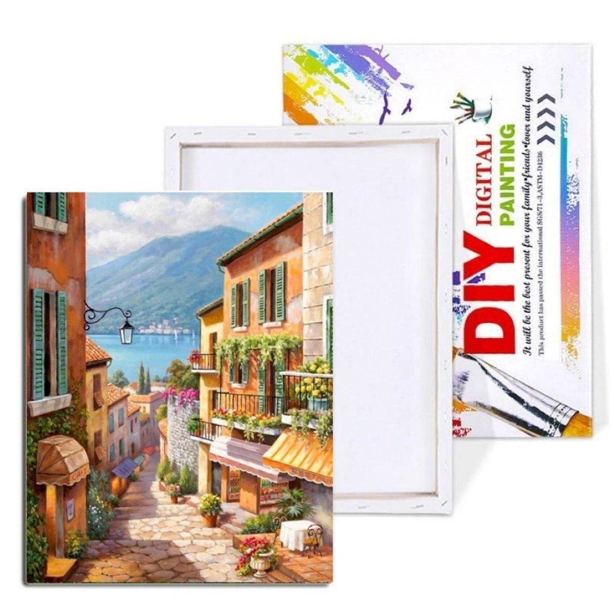 A Beautiful Street Painting By Numbers Kit (40x50cm Framed Canvas) - Fansee Australia