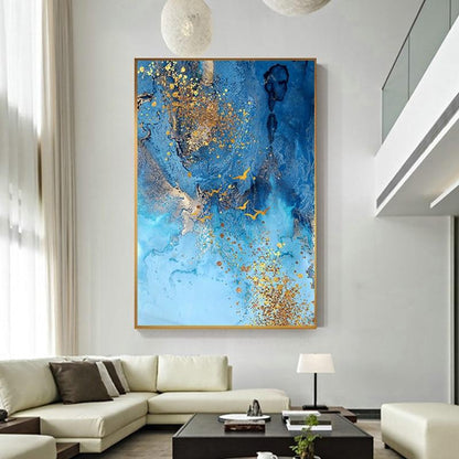 Golden Blue Sea Abstract Canvas Art (Canvas Print 60x90cm) - Fansee Australia