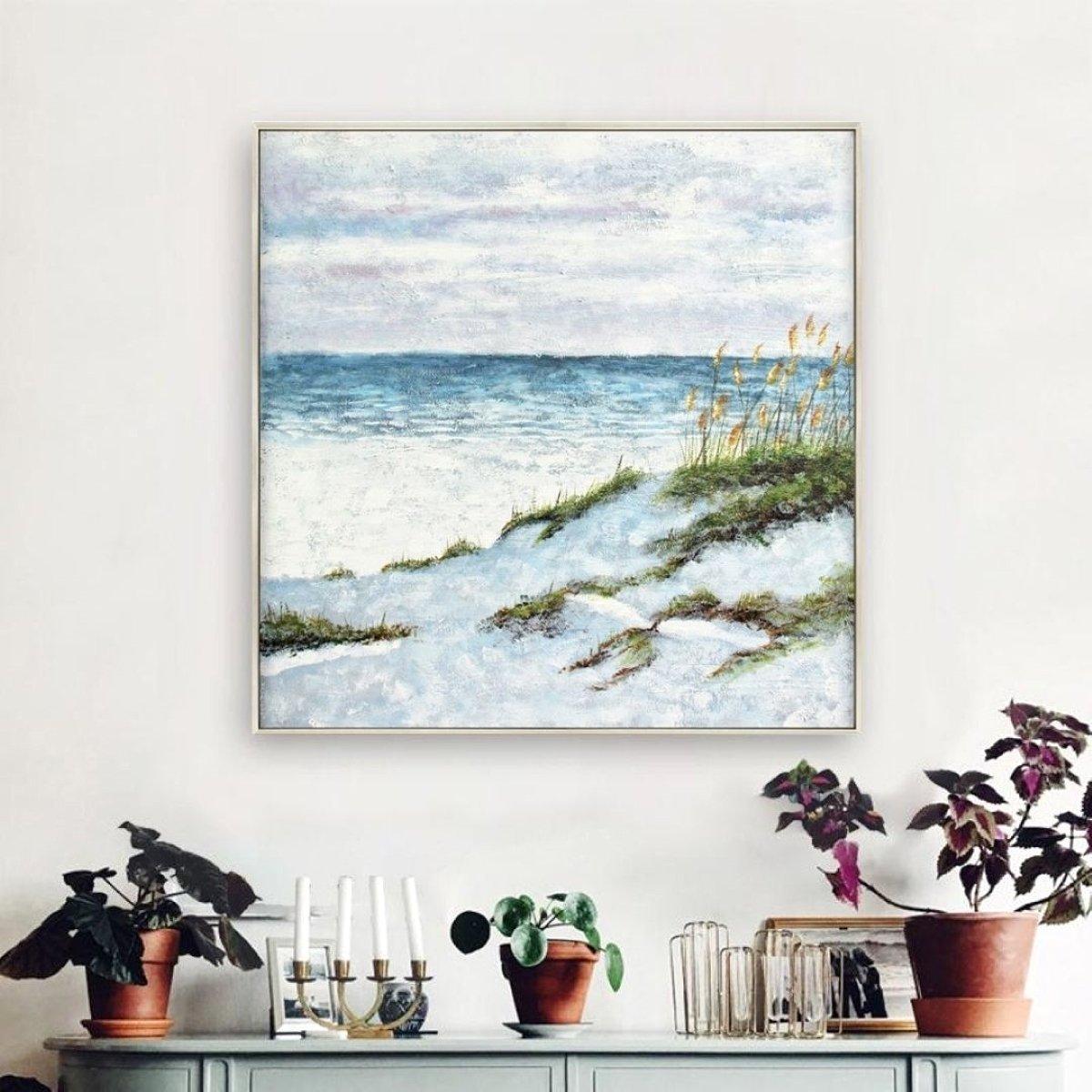 At Beach Painting Framed Wall Art (80x80cm) - Fansee Australia